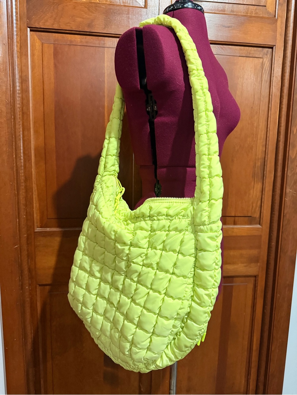 Urban expressions quilted Neon green Shoulder Bag - Lightweight Puffer Tote